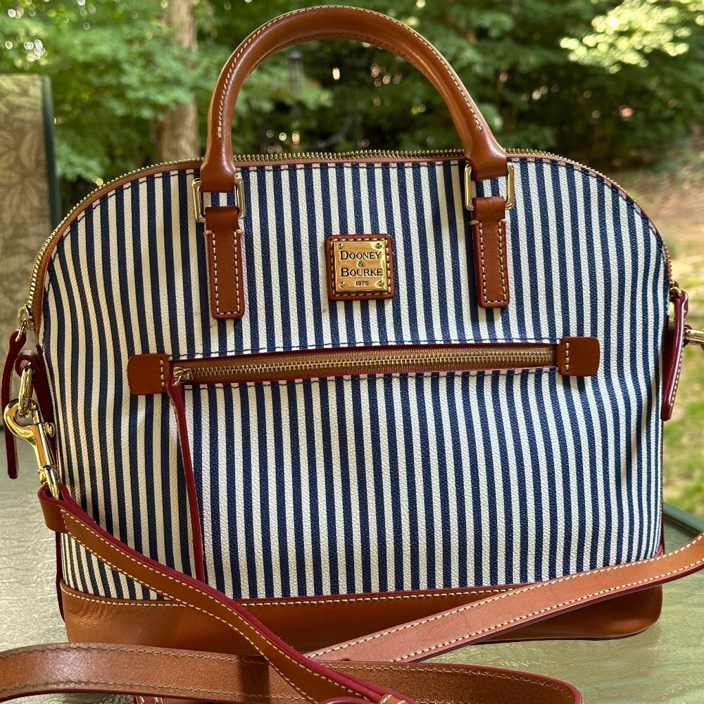 Dooney & Bourke coated cotton striped satchel